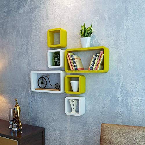 DECORASIA� Beautiful & Antique Cube & Rectangle Shape (Set of 6) Mounted Rack Shelves.