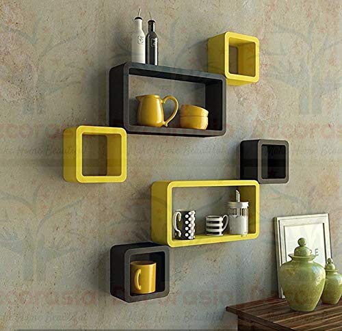 DECORASIA� Beautiful & Antique Cube & Rectangle Shape (Set of 6) Mounted Rack Shelves.