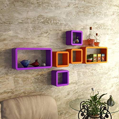 DECORASIA� Beautiful & Antique Cube & Rectangle Shape (Set of 6) Mounted Rack Shelves.