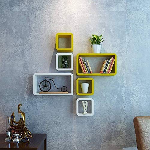 DECORASIA� Beautiful & Antique Cube & Rectangle Shape (Set of 6) Mounted Rack Shelves.