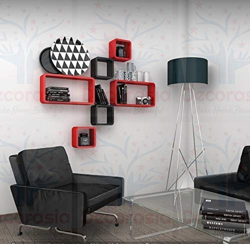 DECORASIA� Beautiful & Antique Cube & Rectangle Shape (Set of 6) Mounted Rack Shelves.