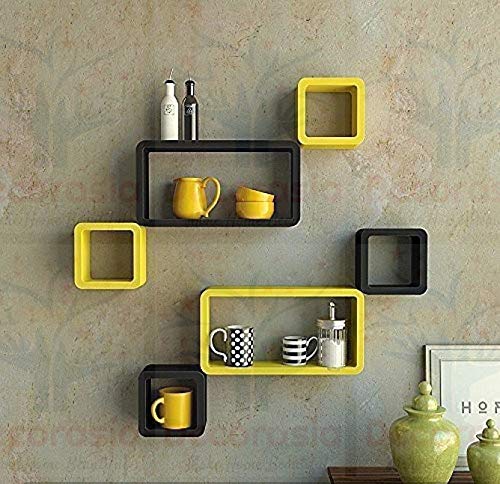 DECORASIA� Beautiful & Antique Cube & Rectangle Shape (Set of 6) Mounted Rack Shelves.