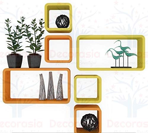 DECORASIA� Beautiful & Antique Cube & Rectangle Shape (Set of 6) Mounted Rack Shelves.