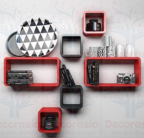 DECORASIA� Beautiful & Antique Cube & Rectangle Shape (Set of 6) Mounted Rack Shelves.