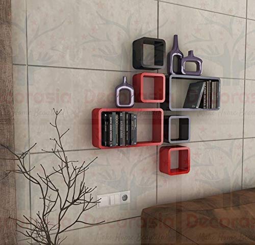 DECORASIA� Beautiful & Antique Cube & Rectangle Shape (Set of 6) Mounted Rack Shelves.