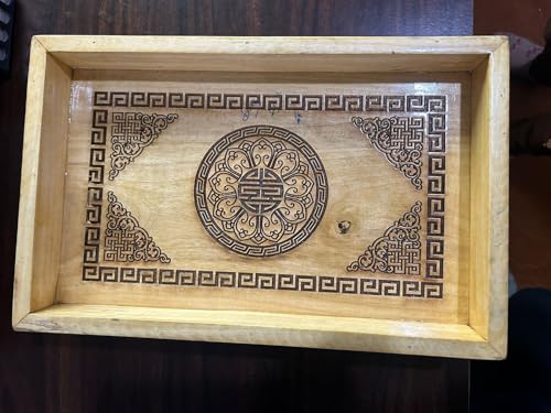 Decorasia Handmade Antique Look Wooden Serving Tray � Rectangular Yellow & Brown Tray for Snacks, Tea & Home D�cor | Rustic Wooden Tray � Pack of 1