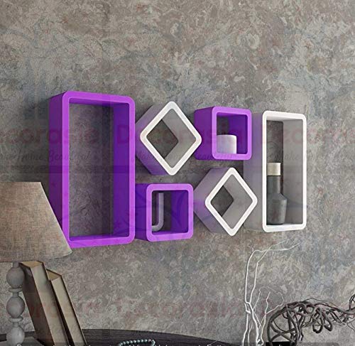 DECORASIA� Beautiful & Antique Cube & Rectangle Shape (Set of 6) Mounted Rack Shelves.