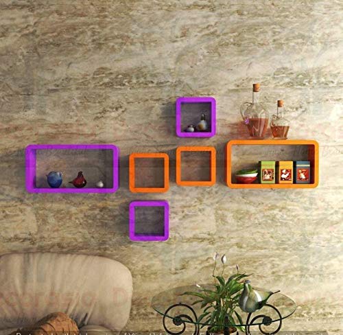 DECORASIA� Beautiful & Antique Cube & Rectangle Shape (Set of 6) Mounted Rack Shelves.