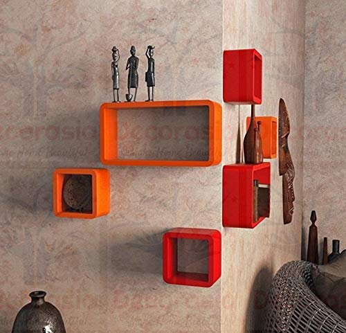 DECORASIA� Beautiful & Antique Cube & Rectangle Shape (Set of 6) Mounted Rack Shelves.