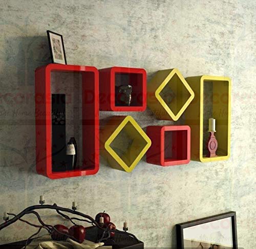DECORASIA� Beautiful & Antique Cube & Rectangle Shape (Set of 6) Mounted Rack Shelves.