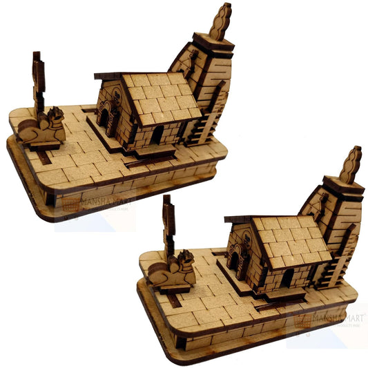 Wooden Kedarnath Temple 3D Model, Religious Decor Piece, Set of 2, DIY Assembly
