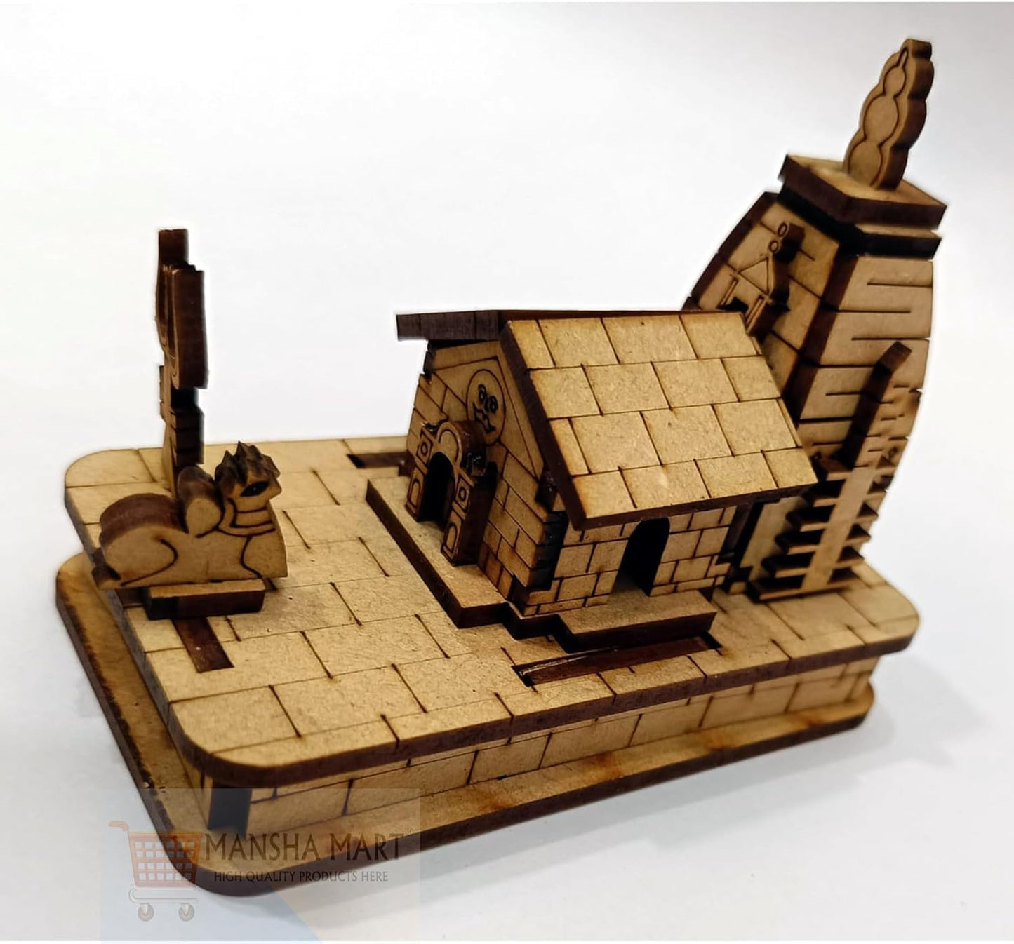 Wooden Kedarnath Temple 3D Model, Religious Decor Piece, Set of 2, DIY Assembly
