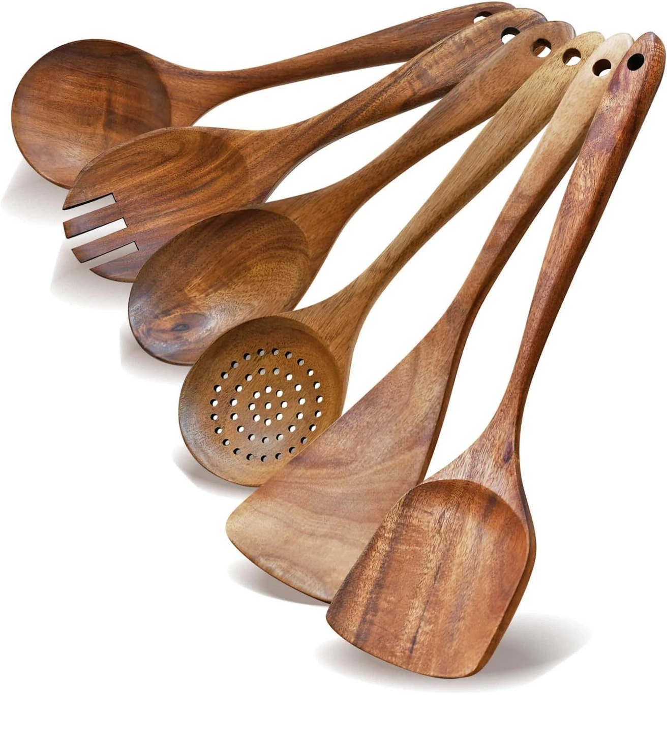Premium Wooden Cooking Spoon Set – Handcrafted Kitchen Utensils (Set of 6)