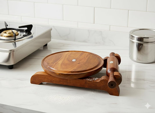 Wooden Chakla Belan Set with Stand