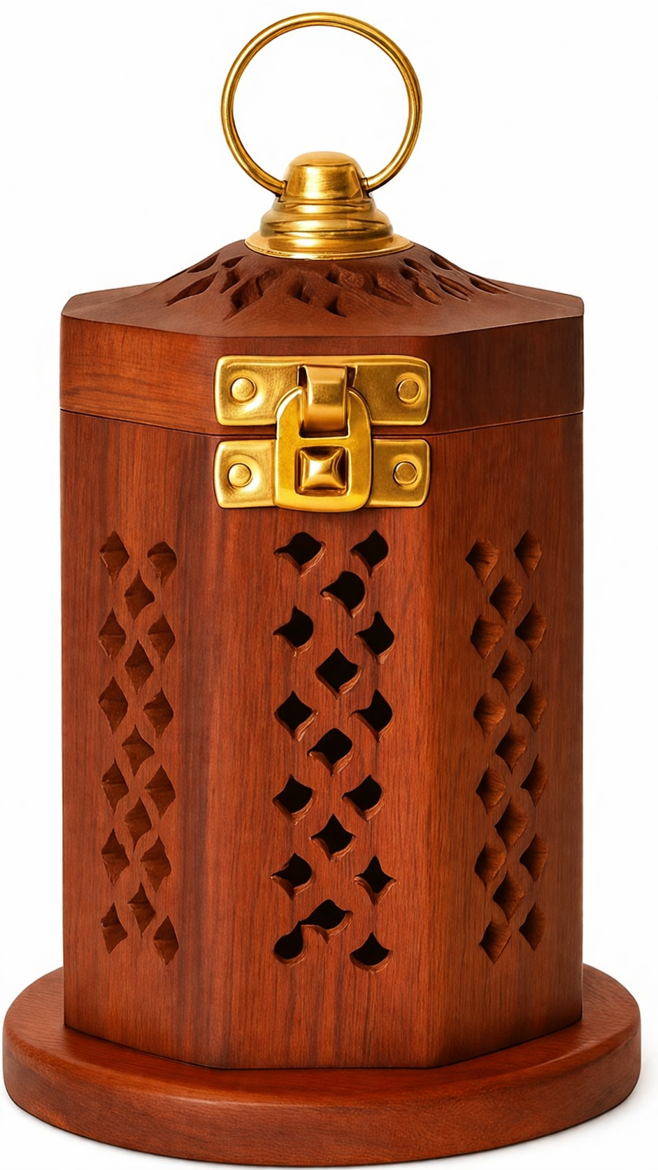 DECORASIA™ Wooden Dhoop Dani with Handle & Brass Lock (Handcrafted Incense Burner)