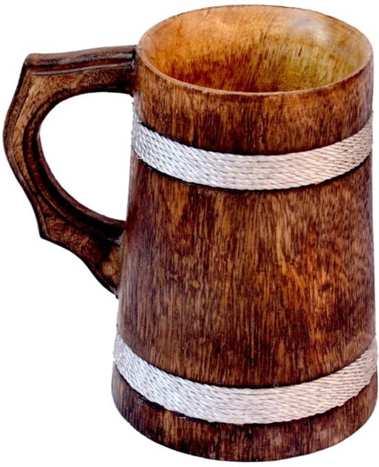 Decorasia Handcrafted Wooden Mug with Rope Design | Rustic Drinkware