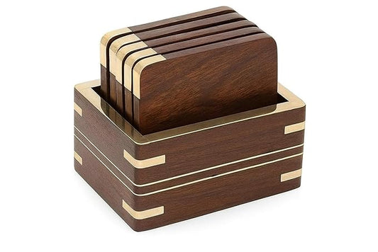 Wooden Drink & Glass Coasters Set of 6