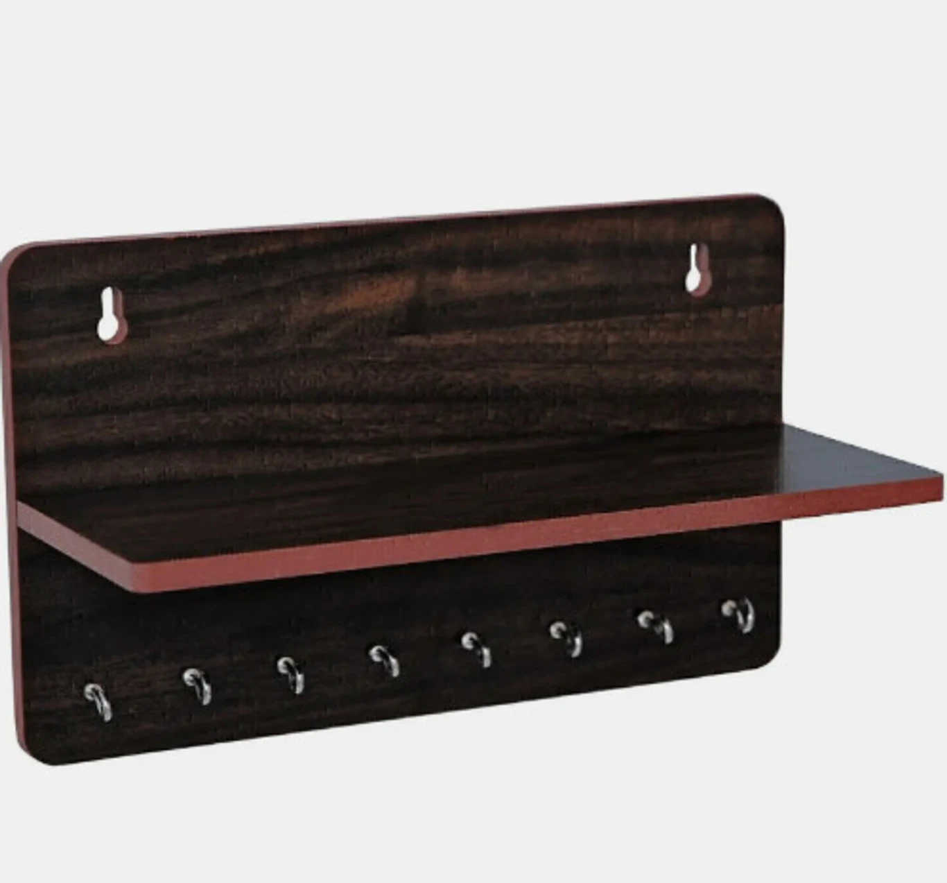 Decorasia Wooden Wall Shelf with Key Holder Hooks