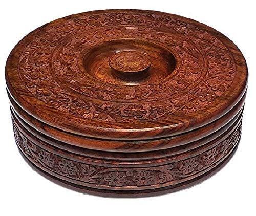 Wooden Round Chapati Container Roti Box