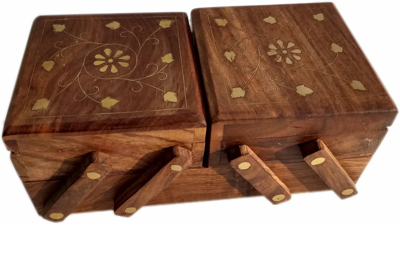 Handcrafted Sheesham Wood Expandable Jewellery Box with Dual Compartments