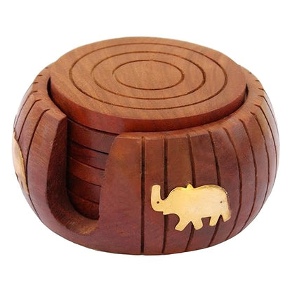 Wood Table Coaster Set of 6