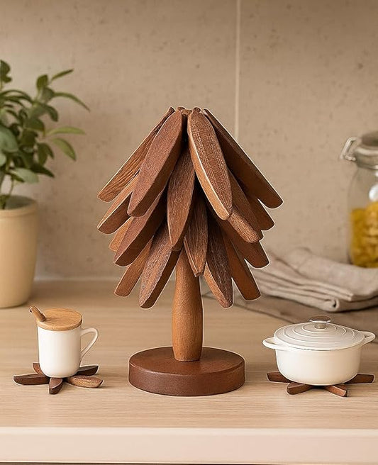 Wooden Tree Coster for Dishes Stand