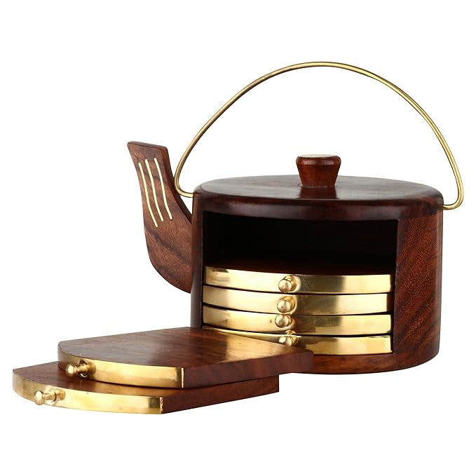 Wooden Kettle Shape Coasters