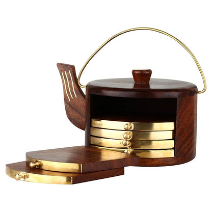 Wooden Kettle Shape Coasters
