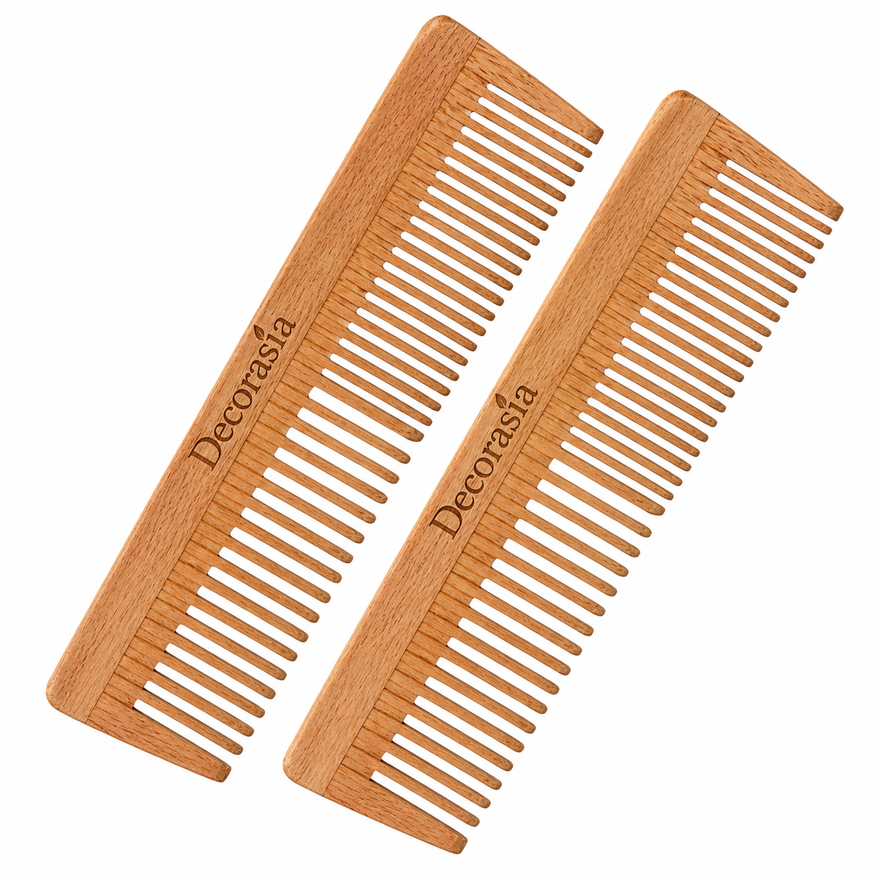 Decorasia Neem Wood Comb – Set of 2 (Premium Engraved)