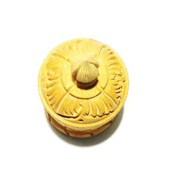 Hand Carved Wooden Sindoor Box with Brass Work | Traditional Kumkum Storage Box | Handmade Decorative Puja Box