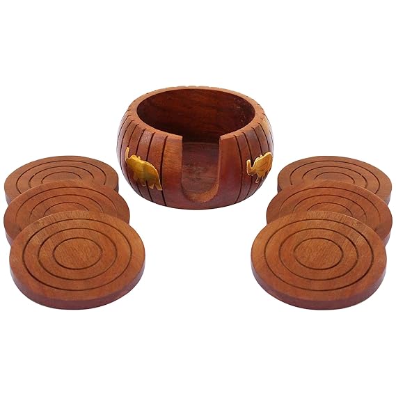 Wood Table Coaster Set of 6