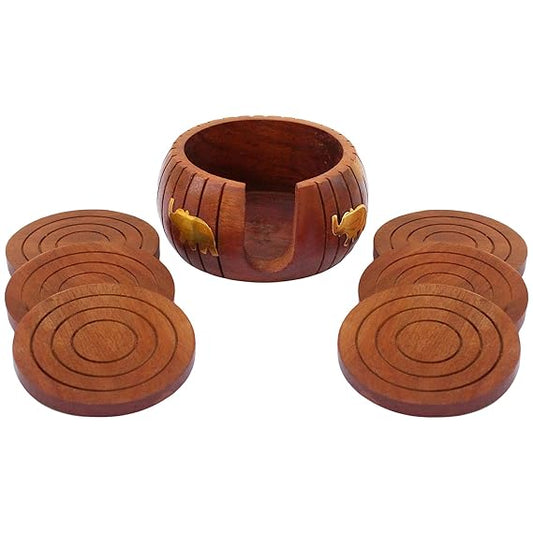 Wood Table Coaster Set of 6