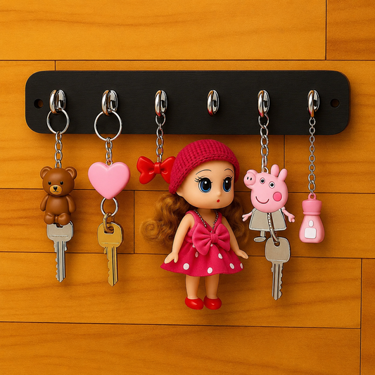 Cute Doll Key Holder – Decorative Wall Hook Organizer