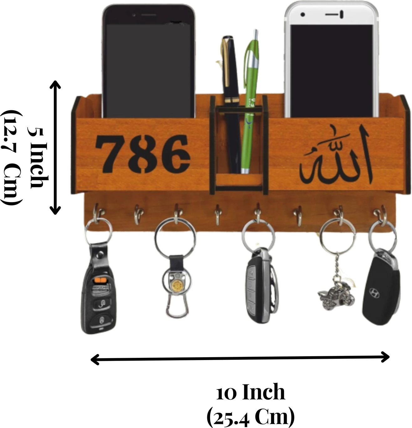 Personalized Wooden Mobile & Key Holder – Wall Mounted Organizer Rack
