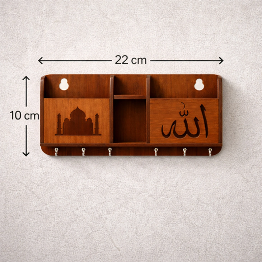 Decorasia Wooden Islamic Key Holder & Wall Organizer