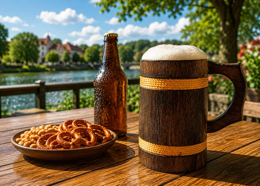 Decorasia Handcrafted Wooden Beer Mug with Rope Design | Rustic Vintage Drinkware |  (500 ml)