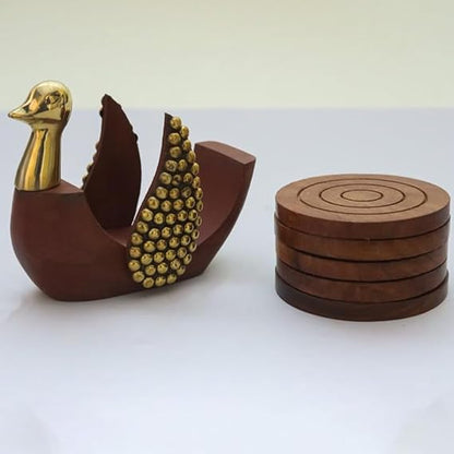 Wooden Brass Duck Coasters