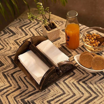 Handcrafted Mango Wood Antique Brown Napkin Holder