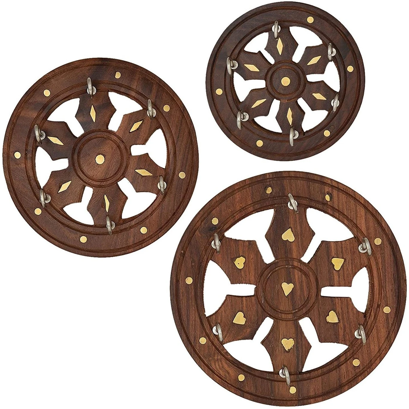 Handcrafted Wooden Wheel Design Key Holder – Decorative Wall Mounted Key Organizer