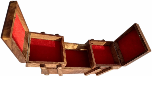 Handcrafted Sheesham Wood Expandable Jewellery Box with Dual Compartments