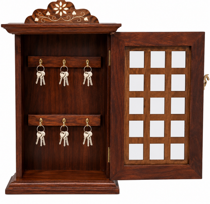 Handcrafted Wooden Key Cabinet Box – Wall Mounted Key Storage Organizer