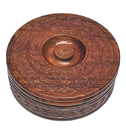 Wooden Round Chapati Container Roti Box