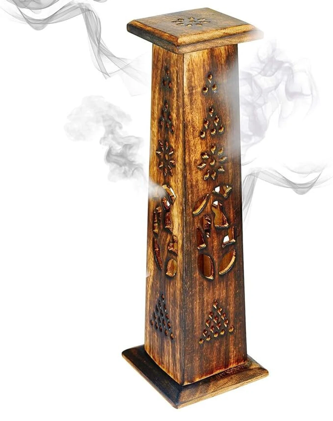 Handcrafted Wooden Carved Tower Incense Holder (Agarbatti Stand)