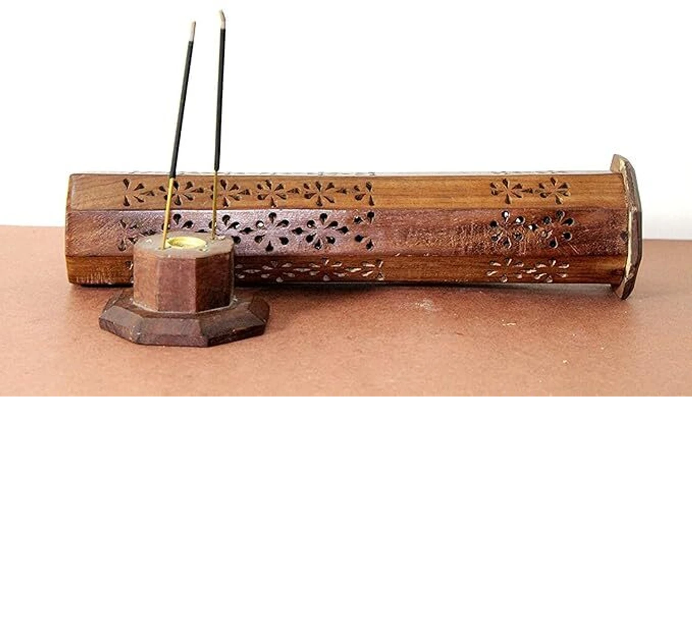 Handcrafted Wooden Tower Incense Holder (Agarbatti Stand with Ash Catcher)