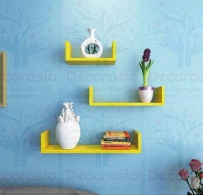 DECORASIA� Beautiful U Shape Wooden Wall Shelf for Multi Purpose Utility MDF Wall Shelf