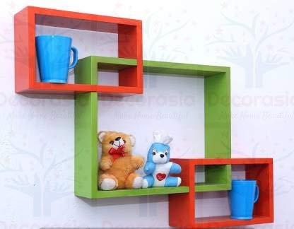 DECORASIA� Beautiful Interlocking Shape (Set of 3) Wooden Wall Shelf
