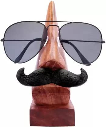 DECORASIA Handmade Spectacle Holder Decorative Showpiece - 10 cm (Wood, Brown)_BZ_NoseMoochWali04