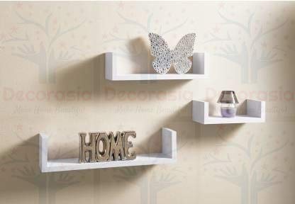 DECORASIA� Beautiful U Shape Wooden Wall Shelf for Multi Purpose Utility MDF Wall Shelf