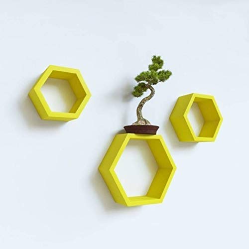 DECORASIA� Beautiful Wooden Hexagon Shape Designer Storage Shelves MDF (Set of 3) (Medium Density Fiber) Wall Shelf