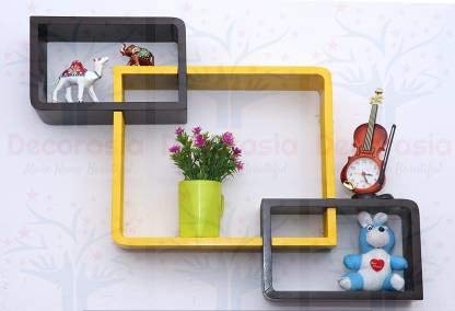 DECORASIA� Beautiful Interlocking Shape (Set of 3) Wooden Wall Shelf
